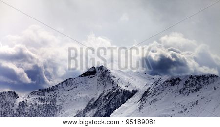 Mountains In Evening Cloudy Sky