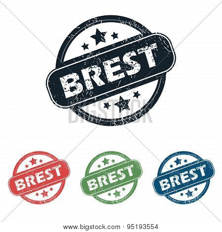 Round Brest city stamp set