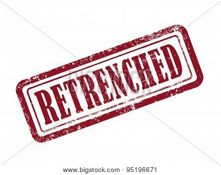 Stamp Retrenched In Red Text On White