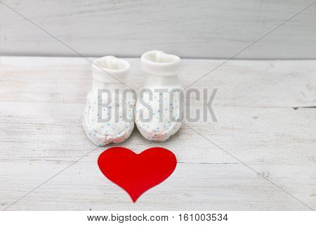 booties white with blue stars and red heart