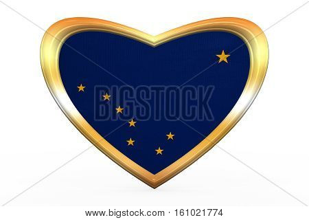 Flag Of Alaska In Heart Shape, Golden Frame