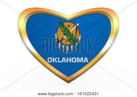 Flag Of Oklahoma In Heart Shape, Golden Frame