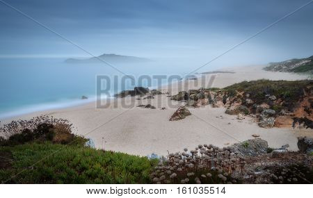 Magical island Fog seascape Pessegueiro, Sines Portugal Alenteijo