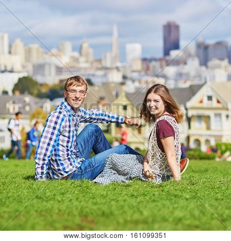 Romantic Couple Having A Date In San Francisco, California, Usa