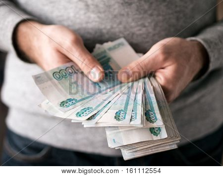Hands Counting Rubles
