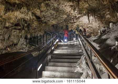 Unidentified visitors in the Famous Magnificent Nerja Caves Andalusia Spain