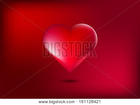 Heart in Red background, 3D illustration, vector