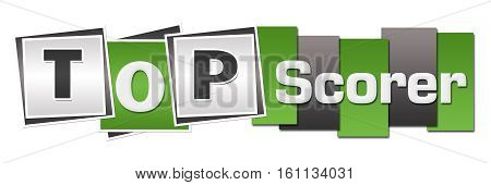 Top scorer text alphabets written over green grey background.