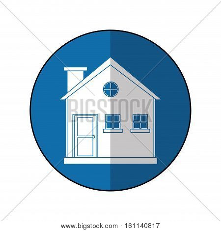 cottage wooden chimney exterior circle vector illustration eps 10