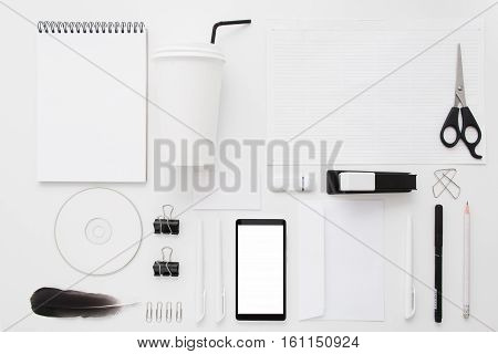 Business Stuff Accessories Stationery Modern Lifestyle Brend Book Corporate Mockup Office Supplies Concept