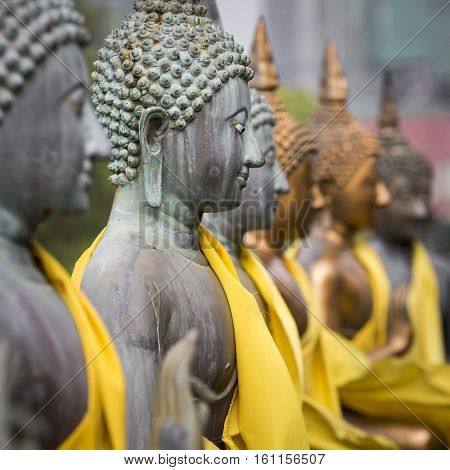 Buddha Statues In Seema Malaka Temple, Colombo, Sri Lanka