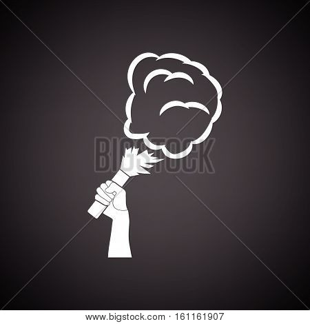 Football Fans Hand Holding Burned Flayer With Smoke Icon