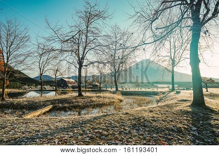 Mount Fuji Fujisan Mountain With Sunrise Japan