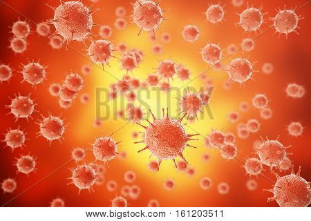 3d rendering of Influenza Virus H1N1. Swine Flu, infect organism, viral disease epidemic.