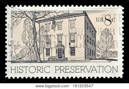 USA - CIRCA 1971 : Cancelled stamp printed by USA, that shows Decatur House in Washington.