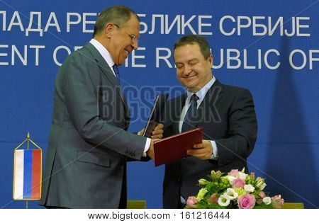 Belgrade, Serbia. December 12Th 2016: Signing Agreement And Joint Press Conference Of Russian And Se