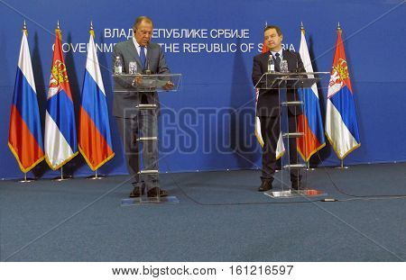Belgrade, Serbia. December 12Th 2016: Joint Press Conference Of Russian And Serbian Foreign Minister