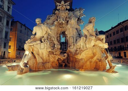 Fontana dei Quattro Fiumi in Piazza Navona in Rome, Italy.
