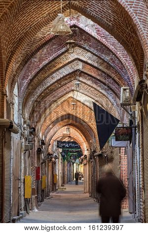 Tabriz, Iran - December 4, 2015: Old Bazaar of Tabriz, Iran. This place was inscribed as World Heritage Site