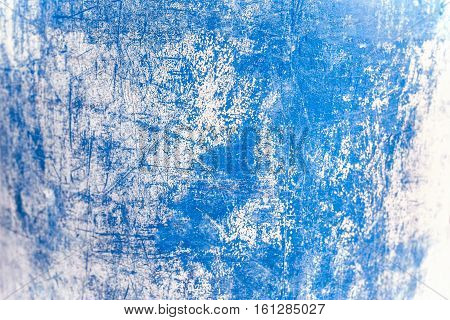 Abstract dirty textured walll. Painted background bright blue color