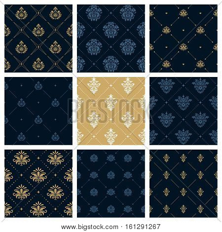 Royal patterns or victorian christmas background. Set of creative decoration pattern, illustration of fashion colllection patterns