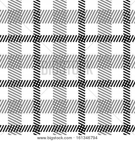 Tartan black white seamless pattern. Stock vector illustration for textile fabric cloth in scottish irish style.