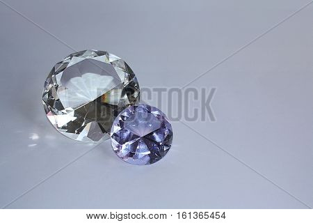 crystals similar to diamonds on a purple background