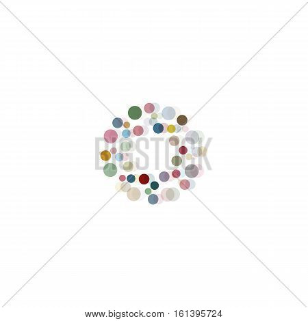 Abstract circle logotype set. Unusual dotted round isolated chem logo collection. Virus icon. Colorful sun. Flower symbol. Confetti sign.Vector germs illustration