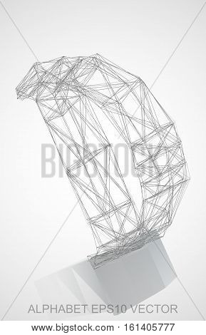 Abstract illustration of a Pencil sketched D with Reflection. Hand drawn 3D D for your design. EPS 10 vector illustration.