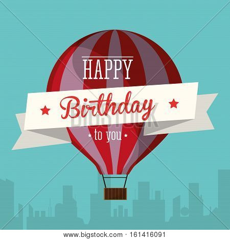 happy birthday to you airballoon urban background vector illustration eps 10