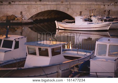 Canal Of Syracusa (syracuse) At Night- Sicily, Italy