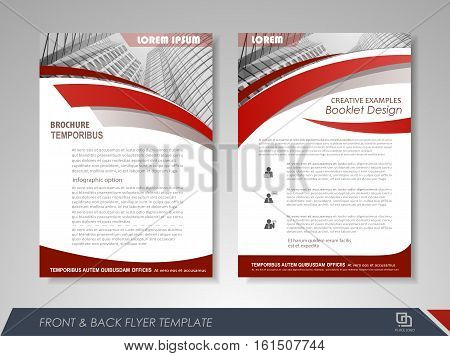 Red annual report brochure flyer design template. Leaflet cover presentation abstract background for business magazines posters booklets banners. Layout in A4 size. Easily editable vector format.