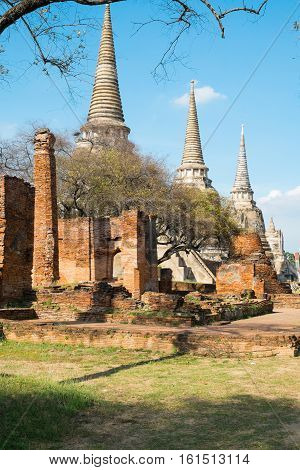 Wat Phrasisanpeth (Public location) Phrasrisanpeth temple at Ayuthaya province in Thailand