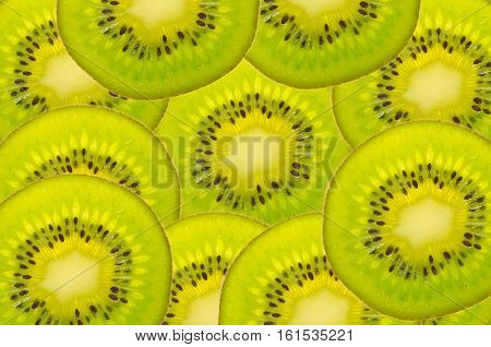 Closeup of Kiwi Fruit Slices as Background