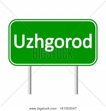 Uzhgorod road sign isolated on white background.