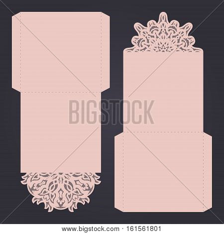 Abstract Wedding Cutout Invitation Template. Suitable For Lasercutting. Lace Folds.