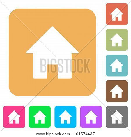 Home icons on rounded square vivid color backgrounds.