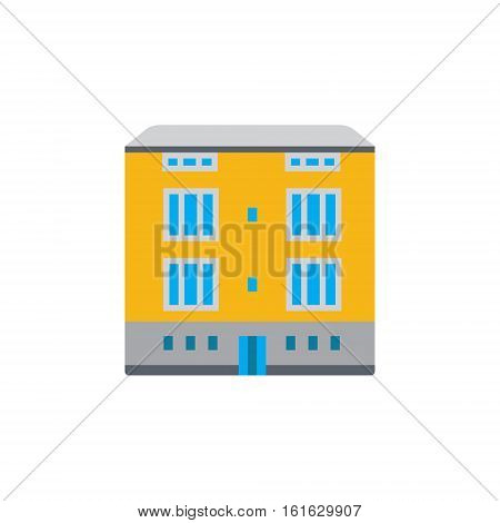 Vector icon or illustration showing real estate business with office building in material design style