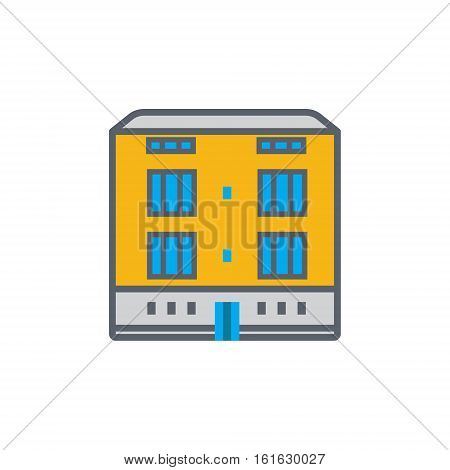Vector icon or illustration showing real estate business with office building in outline style