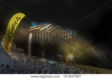 Mamay, Russia - December 10, 2016: Competitions Freeride Mamay First Snow 2016 Mountain Near Mamay,