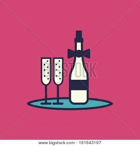 Thin line and flat icon of event and special occasions organization, catering service agency, marketing agency. Flat design graphic event marketing concept, website elements.