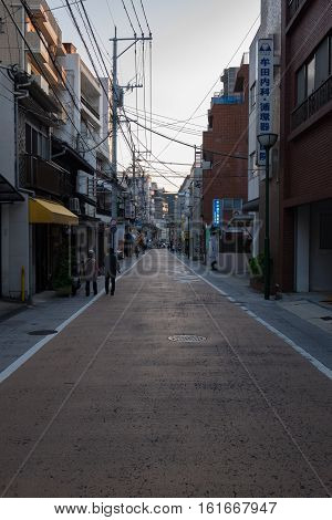 A small street in downtown nagasaki, japan