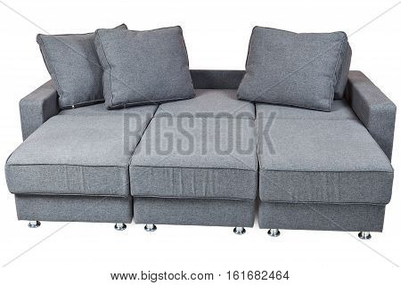 Fabric Sofa Bed with color grey isolated on white background include clipping path.