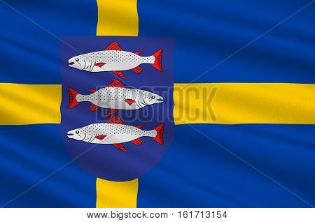 Flag of Angermanland is a historical province in the northern part of Sweden. 3d illustration