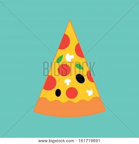 Pizza ingredients food flat icon design vector stock