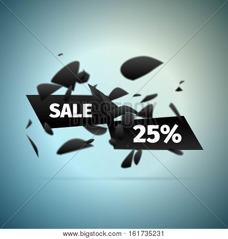 Discount banner. Explosion sign. Motion blur Vector element