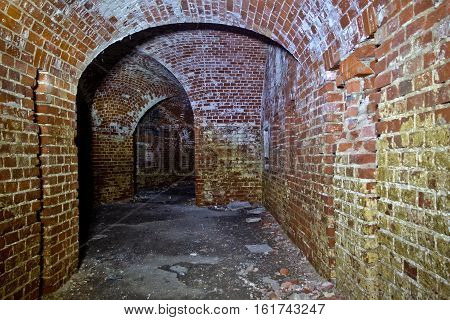 Historic underground passage under the abandoned fort