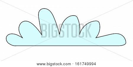 Blue cumulus cloud on a white background.