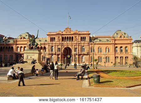 Casa Rosada, The Presidential House In Argentina.