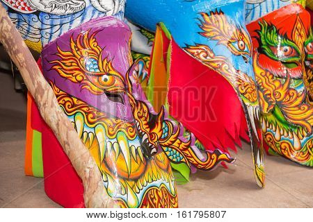 Thailand June 27: Phitakhon festival Phitakhon masks and dance to show festival on june 27 2015 in loei province of thailand
